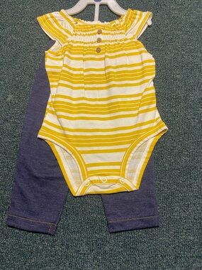 Carter's Yellow & White Striped Baby Romper